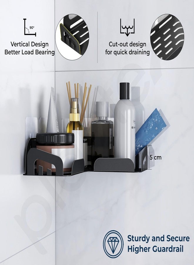 Plantex Stainless Steel Corner Shelf for Bathroom/4in1 Self Adhesive Bathroom Shelf with Soap Dish and Tumbler Holder/Bathroom Organiser Without Drill(Black, Combo) - Image 4